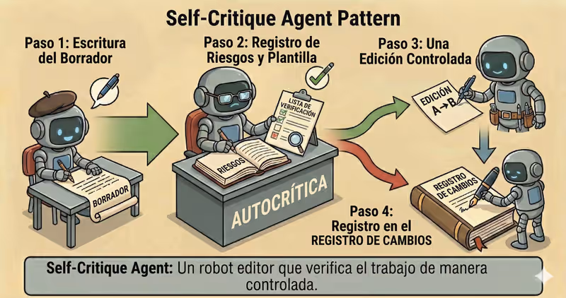 Patrón Self-Critique Agent: borrador → crítica → revisión